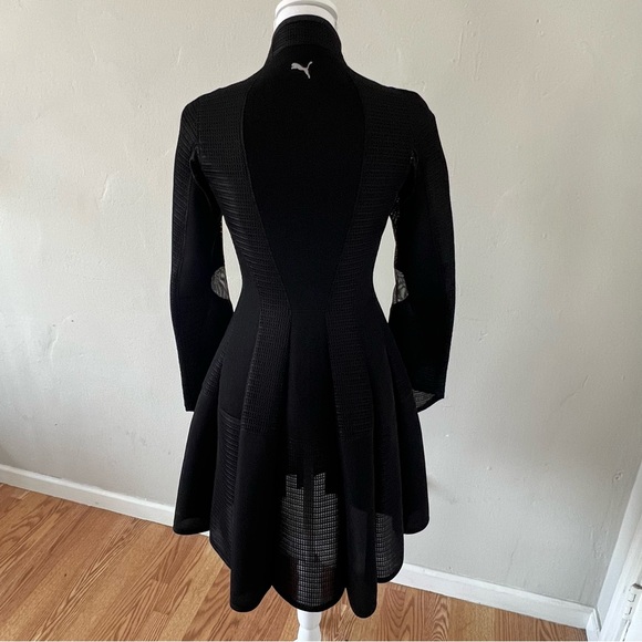 Junya Watanabe COMME DES GARCONS x PUMA $1500 Black Mesh Scuba Zip Coat Dress XS - Picture 2 of 5